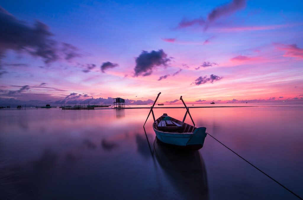 sunrise, blue sky, boat-1014712.jpg